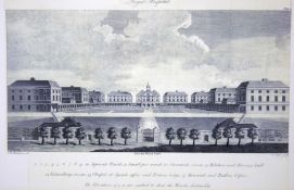 A framed print of The South West View of The Royal Hospital.