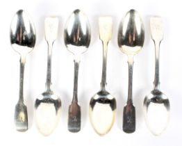 A set of six Victorian silver dessert spoons, maker Samuel Hayne & Dudley Cater, London 1849,