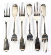 A set of six silver dessert forks,Maker Josiah Williams & Co, London 1895,
