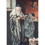 Thomas Goldstern 1929, gouache and watercolour on paper, Judaica: Silent Prayer.