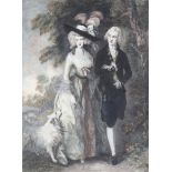 After Thomas Gainsborough (1727-1788), The Morning Walk, coloured etching.