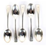 A set of five silver teaspoons, Maker Josiah Williams & Co, London 1902, 130.7 grams.