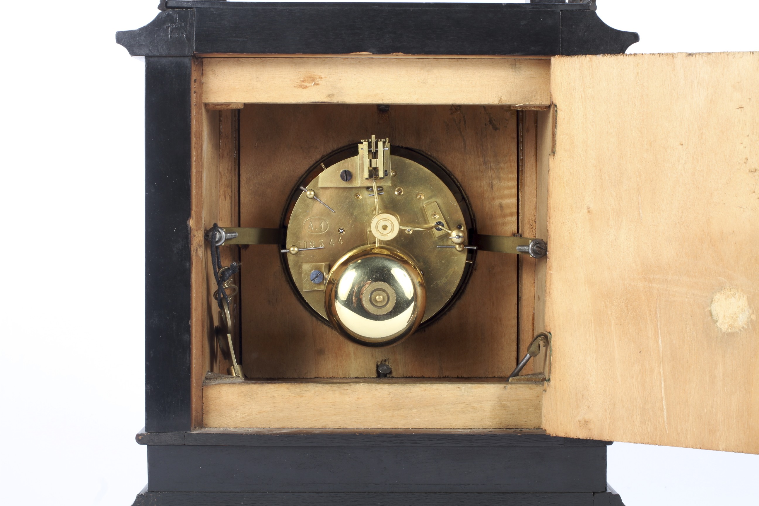 A Victorian ebonised cased 8-day mantle clock. - Image 2 of 2