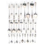A silver part six setting canteen of cutlery, 6 table spoons, 6 dessert forks and spoons,