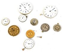 A collection of ten pocket watch workings.