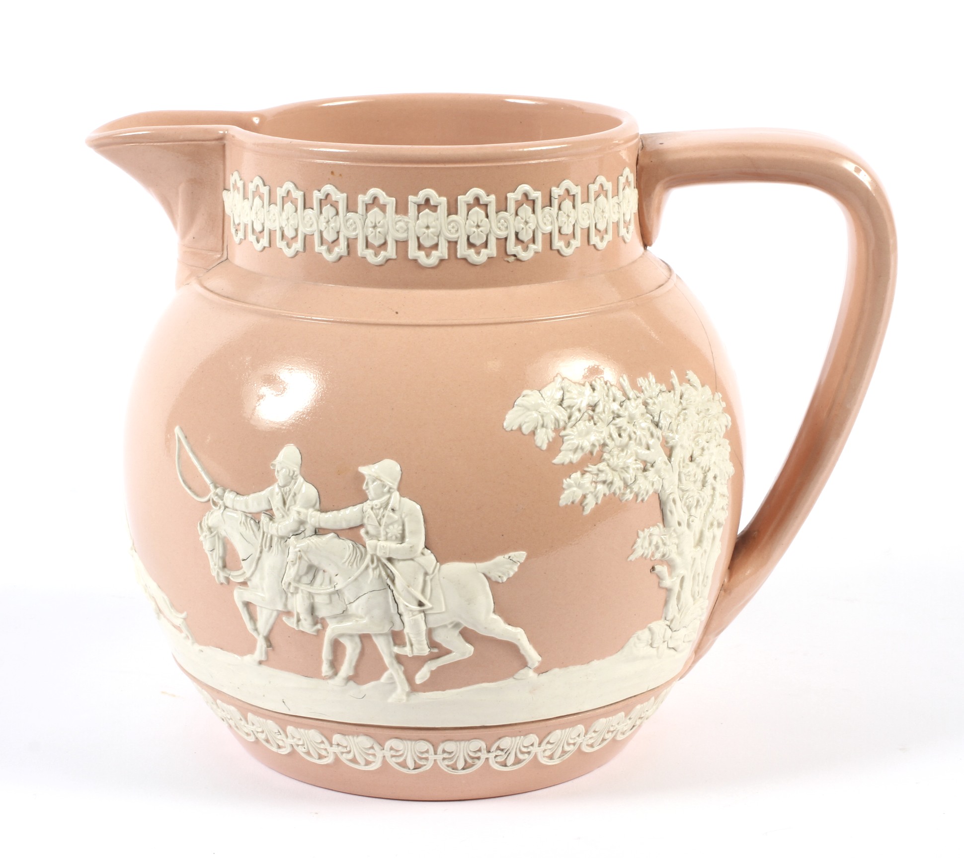 A mid-19th century Copeland pink stoneware jug.