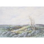L Bowing, Moorland view, watercolour, ci