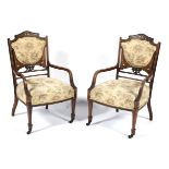 A pair of Edwardian inlaid mahogany bedr