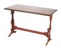 A rectangular mahogany pub table. The to