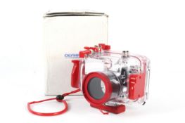 An Olympus PT-015 water proof camera housing case.