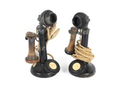 A pair of vintage 1920s GPO candlestick telephones No 150.