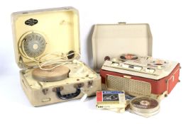 A Stella Stellaphone reel to reel tape recorder and a Philips disc-jockey major portable vinyl