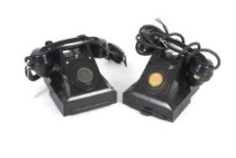 A vintage GPO 326 CB black Bakelite telephone and one other.