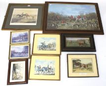 Nine assorted hunting related framed pic