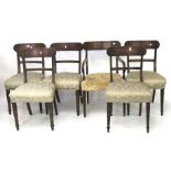 A set of five wooden framed upholstered