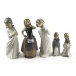 Five Spanish porcelain figurines. Includ