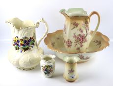 A Victorian ceramic three piece wash set