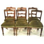 Six Edwardian mahogany dining chairs. Ea