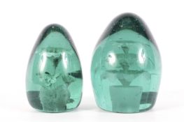 Two Victorian green tinted glass dump we