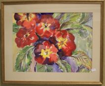 Jill Jones (20th Century), Primulas, acrylic and watercolour on paper.