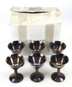A set of six silver plate Mappin and Webb Ltd drinking goblets for Laura Ashley.