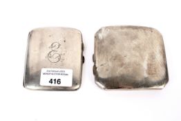 Two silver cigarette cases one with engine turned decoration.
