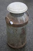 A vintage metal milk churn stamp Horlick dairies complete with lid and twin handles, H73cm.