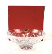 A hand blown lead crystal glass strawberry bowl in a Stuart Devlin box.