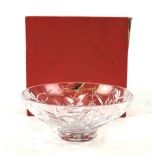 A hand blown lead crystal glass strawberry bowl in a Stuart Devlin box.