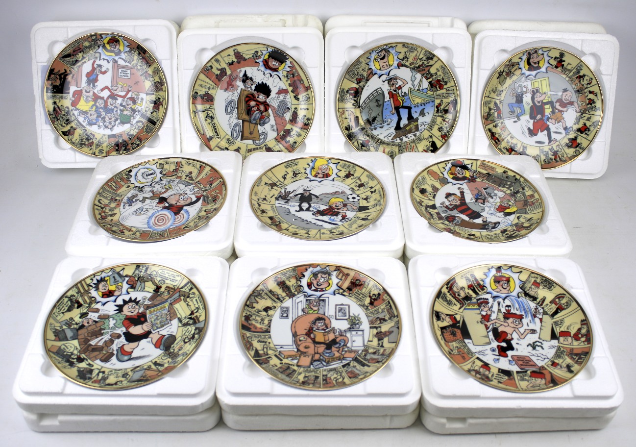 Ten Danbury Mint Beano and Dandy collectors 8" plates.