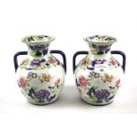 A pair of 19th Century Copeland late Spode twin handle vases.