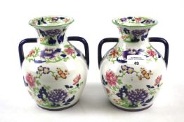 A pair of 19th Century Copeland late Spode twin handle vases.