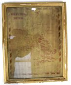 A Victorian sampler. Depicting 'The British Isles', by 'G. M. McQueen' dated 'Sept 1874',