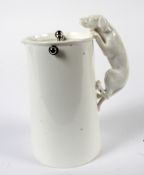 A Spode Copeland water jug with silver plated hinged lid the handle in the form of a dog