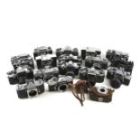 A collection of eighteen cameras. To include ten Praktica SLRs.