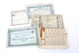 A collection of late 19th and early 20th century agricultural shares and bonds etc