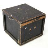 A large wooden storage box.