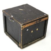 A large wooden storage box.