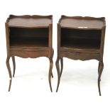 A pair of oak Queen Anne style bedside cabinets.