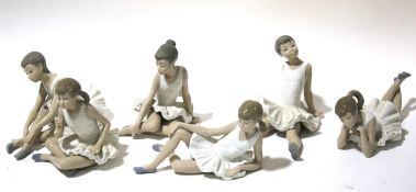 A collection of six Nao figures all depicting ballet dancers in various poses.