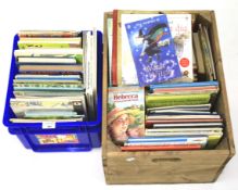 A large quantity of children's books.