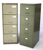 Two vintage metal filing cabinets. Including one by Beam, each with four drawers,