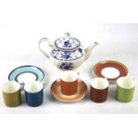 A Wedgwood Susie Cooper part coffee service together with a Johnson Bros teapot.