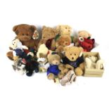 An assortment of teddy bears and soft toys.