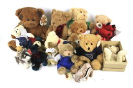 An assortment of teddy bears and soft toys.