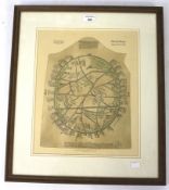 A 20th century coloured print titled 'Mendip Mappe'.