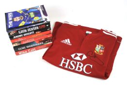 Six Rugby related signed hardback books.