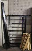 A 20th century metal framed bed. Black w