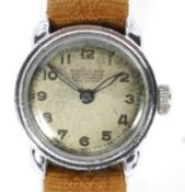 A Pierce-Roy stainless steel Military watch. #16342 waterproof, with Arabic numbers, 2.