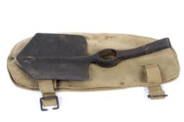 A WWII British 37 pattern webbing entrenching tool and cover